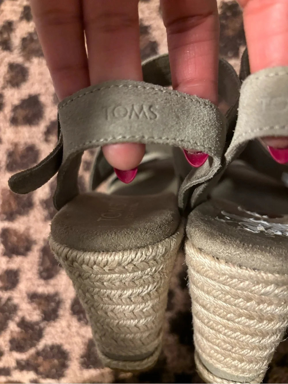 Toms Taupe/ Tab Suede Triple-Strap Ankle Buckle Espadrilles